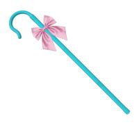 RmKbe Blue Shepherd Staff and Pink Bow Tie Plastic Elegant Shepherd's Cane Hook Walking Stick Costume Accessories for Halloween Cosplay Dress Up Cane Prop