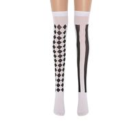 RmKbe Halloween Thigh High Long Stockings Black White Clown Striped Sock Harlequin Thigh Highs Stockings Halloween Costumes for Adult