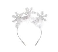 RmKbe Snowflake Headbands Christmas Hair Hoops Christmas Feather Snowflake Head Boppers Christmas Fancy Dress Accessory for Women