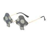 RmKbe Vintage Mushroom Shaped Rimless Sunglasses - Irregular Frameless Retro Party Halloween Sunglasses for Women and Men (Black)
