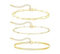 RMMD 3Pcs Gold Bracelet for Women-Copper Bracelet,Layered Stackable Charm Bracelets for Womens Gold, Womens Jewellery Ladies Bracelets, Ideal Gifts for Her Mum Wife Girlfriend Couples