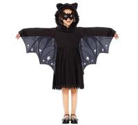 RMMD Bat Costume for Kids Girls Halloween Costumes Include Black Bat Dress Mask Kids Dress Up for Halloween Night Parade Role-play Theatre Performances Theme Party M