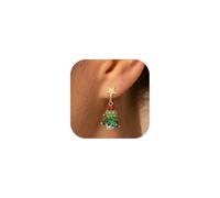 RMMD Christmas Tree Earrings for Women - Red Green Dangling Cute Gold Hypoallergenic Jewelry Gifts, Copper, No Gemstone