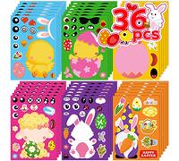 RMMD Easter Stickers 36 Sheets Happy Easter Stickers for Children Easter Egg Stickers for Crafts Card Making Easter Bunny Stickers Make Your Own Egg Bunny Stickers Easter Party Game School Activities