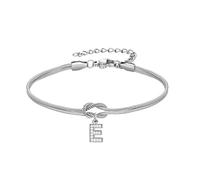 RMMD Silver Bracelet for Women, 18K White Gold Plated Letter E Initial Bracelet Knot Charm Bracelet Silver Jewellery Jewelry Bridesmaid Gift Birthday Mothers Day Gifts for Mum Grandma