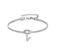 RMMD Silver Bracelet for Women, 18K White Gold Plated Letter V Initial Bracelet Knot Charm Bracelet Silver Jewellery Jewelry Bridesmaid Gift Birthday Mothers Day Gifts for Mum Grandma