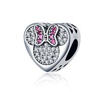 RMMY Bow Tie Glitter Mouse Avatar Charms for Bracelet Necklace Christmas Mother's Day Halloween Jewelry Gift for Women 925 Sterling Silver Beads with Zirconia
