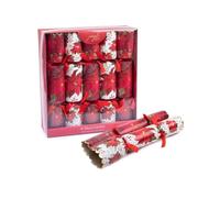 RMS 10 x Deluxe Christmas Crackers 14 Inch Luxury Festive Table Crackers with Gifts Hats Jokes - Poinsettia Robin Holly Designs for Christmas Dinner Table Party Celebrations (Poinsettia & Holly)
