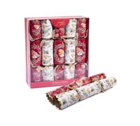 RMS 10 x Deluxe Christmas Crackers 14 Inch Luxury Festive Table Crackers with Gifts Hats Jokes - Poinsettia Robin Holly Designs for Christmas Dinner Table Party Celebrations (Robin Wreath)