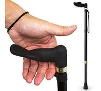 RMS Left Hand Walking Cane with Palm Grip Orthopedic Handle - Adjustable Offset Cane to Fit Individual's Palm Naturally - Ideal for Anyone with Arthritis or Carpal Tunnel Syndrome (Left Hand)