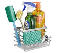 RMS Universal Sink Organizer, Stainless Steel with Removable Drip Tray - 4-in-1 Countertop Tidy for Sponges & Accessories, Silver