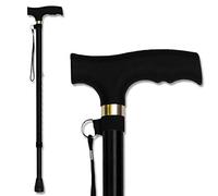 RMS Walking Cane - Adjustable Walking Stick - Lightweight Aluminum Offset Cane with Ergonomic Handle and Wrist Strap - Ideal Daily Living Aid for Limited Mobility (Black)
