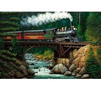 RMSGOZO Diamond Painting Kit, Mountain Valley Steam Train, 12X16 Inch, Full Round Gemstone Art for Beginners