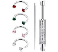 Rmsnxnnz 20G 18G 16G 14G Horseshoe Septum Nose Ring Piercing Jewelry F136 Titanium Internal Thread Circular Barbell Daith Rook Earring Smiley Snake Bite Lip Ring Piercing Jewelry for Women CZ