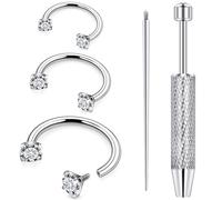 Rmsnxnnz 20G 18G 16G 14G Horseshoe Septum Nose Ring Piercing Jewelry F136 Titanium Internal Thread Circular Barbell Daith Rook Earring Smiley Snake Bite Lip Ring Piercing Jewelry for Women Silver Gold