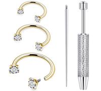 Rmsnxnnz 20G 18G 16G 14G Horseshoe Septum Nose Ring Piercing Jewelry F136 Titanium Internal Thread Circular Barbell Daith Rook Earring Smiley Snake Bite Lip Ring Piercing Jewelry for Women Silver Gold