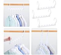 RMTL 10pcs Magic Clothes Hangers, Space Saving Hanger Organiser Standard Closet Wardrobe Clothing Shirt Non Slip Hangers Organiser Multifunctional Hanging Updated Hook Design (White)