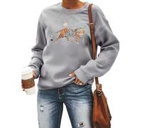 RMTXCD Tiger Sweatshirt Women Vintage Leopard Tiger Graphic Pullovers Animal Lover Long Sleeve Top Fall Casual Crewneck Shirt, Grey, XL