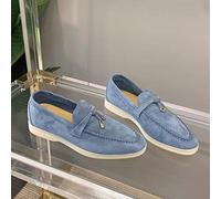 RMUNSK Summer Walk Shoes Women Loafers Suede Causal Moccasin Mmtal Lock Beanie Shoes Comfortable Soft Sole Flat Shoes Plus Size