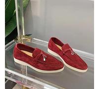 RMUNSK Summer Walk Shoes Women Loafers Suede Causal Moccasin Mmtal Lock Beanie Shoes Comfortable Soft Sole Flat Shoes Plus Size