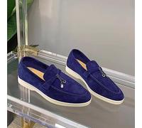 RMUNSK Summer Walk Shoes Women Loafers Suede Causal Moccasin Mmtal Lock Beanie Shoes Comfortable Soft Sole Flat Shoes Plus Size