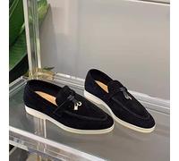 RMUNSK Summer Walk Shoes Women Loafers Suede Causal Moccasin Mmtal Lock Beanie Shoes Comfortable Soft Sole Flat Shoes Plus Size