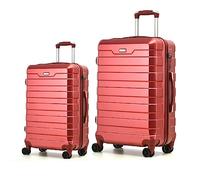 RMW Luggage Set 24” & 28” Hard Shell Suitcases, Lightweight PC Travel Trolley Cases with TSA Lock, 4 Spinner Wheels, Large Capacity, Durable Medium & Large Suitcase (Red Wine, Medium 24" + Large 28")