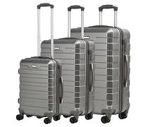 RMW Luggage Set 3 Piece 20” 24” 28” Hard Shell Suitcases, Lightweight PC Travel Trolley Cases with TSA Lock, 4 Spinner Wheels, Large Capacity Durable Scratch-Resistant (Dark Grey, 3 PIECE Full Set)