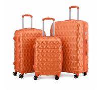 RMW Suitcase Hard Shell | Trolley Suitcases | 3 Digit Combination Lock| 4 Dual Spinner Wheels | Lightweight | Hold Check in Luggage | Aluminum Telescopic Handle (Cosmic Orange, Set - 3 Piece)