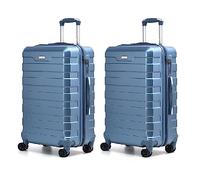 RMW Suitcase Large Medium Cabin Size | Hard Shell | Lightweight | 4 Dual Spinner Wheels | Trolley Luggage Suitcase | Hold Check in Luggage | TSA Combination Lock (Ice Blue, Cabin 20" X 2)
