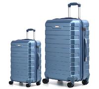 RMW Suitcase Large Medium Cabin Size | Hard Shell | Lightweight | 4 Dual Spinner Wheels | Trolley Luggage Suitcase | Hold Check in Luggage | TSA Combination Lock (Ice Blue, Cabin 20" + Large 28")