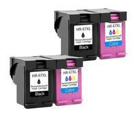 RMXGZQ 67XL Ink Cartridge Comaptible with 67 67 XL 2723 2752 1225 6020 6052 6055 6420 6452 4152 4140 4155 Printer(2Black 2Color)