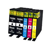 RMXGZQ 702XL Ink Cartridge Replacement With Upgrade Chip Compatible With Pro WF-3720 WF-3720DWF WF-3730 WF-3733 T702 XL(5 Pack)