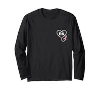 RN Nurse Breast Cancer Awareness Shirt, Pink RN Nurse Logo Long Sleeve T-Shirt