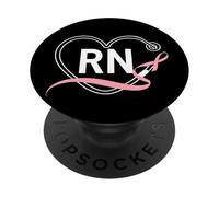 RN Nurse Breast Cancer Awareness Shirt, Pink RN Nurse logo PopSockets Adhesive PopGrip