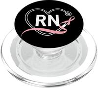 RN Nurse Breast Cancer Awareness Shirt, Pink RN Nurse logo PopSockets PopGrip for MagSafe