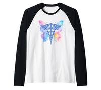 RN Nursing Butterfly Watercolor Art Registered Nurse Raglan Baseball Tee