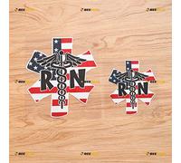 RN Registered Nurse Caduceus Medical EMT Star of Life American Flag Sticker Decal Vinyl - 2 Pack Reflective, 10.2cm, 15.2cm - for Car Boat Laptop Cup