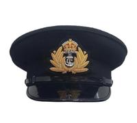 RN Royal Navy officer cap/Hat (Black Wool/Melton) RN King Crown Badge (62 CM)