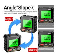 RN01 Digital Angle Gauge, Electronic Level with Backlit LCD, 4 x 90° Range ±0.3° Accuracy, Magnetic Base for Woodworking and Industrial Use