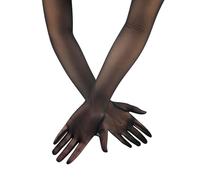 RNBEVANSANNE Black Women's Super Long Gloves, 1920s Sexy Sheer Gloves Elegant Long Opera Gloves Mesh Tulle Gloves Dance Gloves for Costume Party Halloween Evening Cosplay Opera Wedding