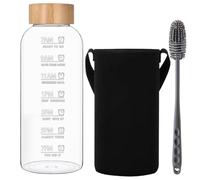 RNCKUUE Glass Water Bottle 2 Litre - 2l Large Borosilicate Wide Mouth Glass Drinking Bottles With Bamboo Lid