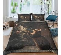RNDKAUUIE Christmas Cat 3D Printed Bedding Kids 3 Piece Duvet Cover Bedding Set for Girls/Boys Cute Comforter Cover Zipper Quilt Bed Cover with Pillowcase Microfiber Double（200x200cm）