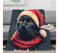 RNDKAUUIE Christmas Cat Blanket 3D Pattern Fleece Blanket Warm Plush Blanket for Sofa Couch Microfiber Fuzzy Blanket Room Decor Single 40x50inch(100x130cm)