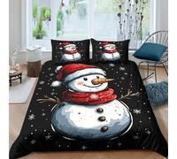 RNDKAUUIE Christmas Snowman 3 Pieces Duvet Cover with Pillowcase Microfiber Bedding Set, 3D Print Christmas Duvet Quilt Cover&Pillowcase Closure, Super Soft Duvet Cover for Kids Double（200x200cm）