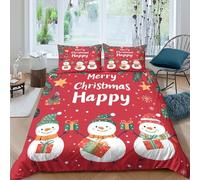 RNDKAUUIE Christmas Snowman 3D Print 3Pcs Bedding Set Christmas Comforter Cover Bedding Duvet Cover Quilt Cover,for Boys Adult, Microfibre, Bedding Set with Pillowcases King(220x240cm)