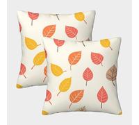 RNDKAUUIE Colorful Leaves Cushion Covers Printing Decorative Throw Artistic Leaves Pillow Covers Soft Pillowcases for Sofa Couch Living Room Bed Home Decor Set of 2 40x40cm