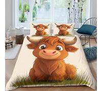 RNDKAUUIE Cute Little Cow Duvet Cover Set 3D Pattern with Pillowcase Cute Cow Quilt Cover Bedding Duvet Cover 3 Pieces Soft Boys Men Comforter Cover Lightweigh Double（200x200cm）