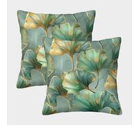 RNDKAUUIE Ginkgo Leaves Cushion Covers Throw Pillow Cases Soft Polyester Flowers Pillowcases Square Outdoor Decorative ModernPillow Covers for Couch Sofa Pack of 2 50x50cm