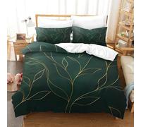RNDKAUUIE Gold Leaves 3 Pieces 3D Duvet Cover Bedding Set for Boys Men Lightweight Microfiber leaf Comforter Cover with Pillow Shams, Zipper,Quilt Cover Single（140x200cm）